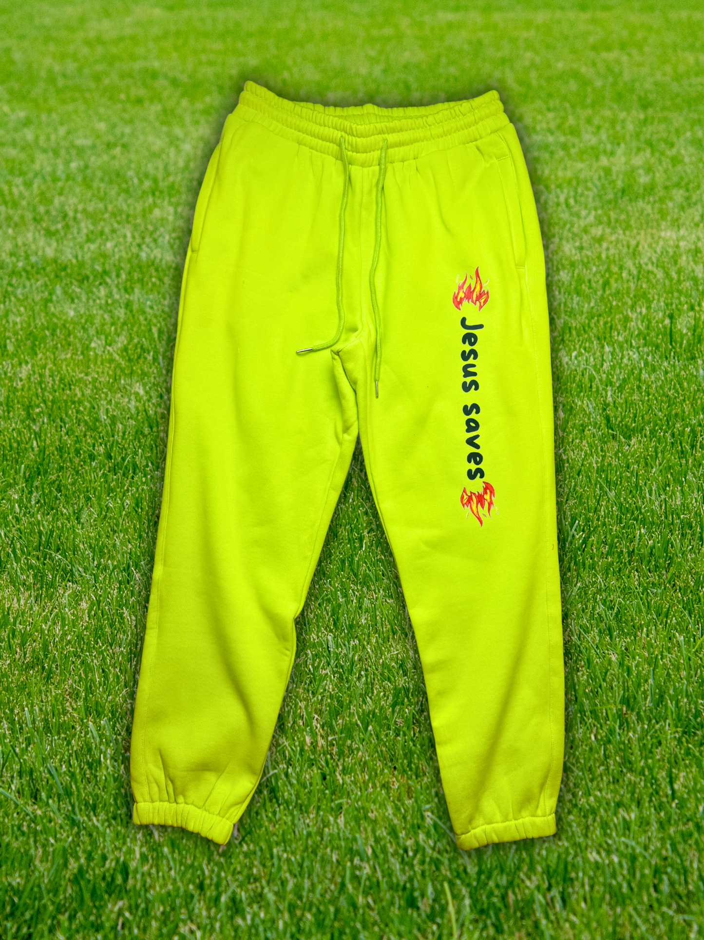 Lime Green Jesus Saves Bottoms