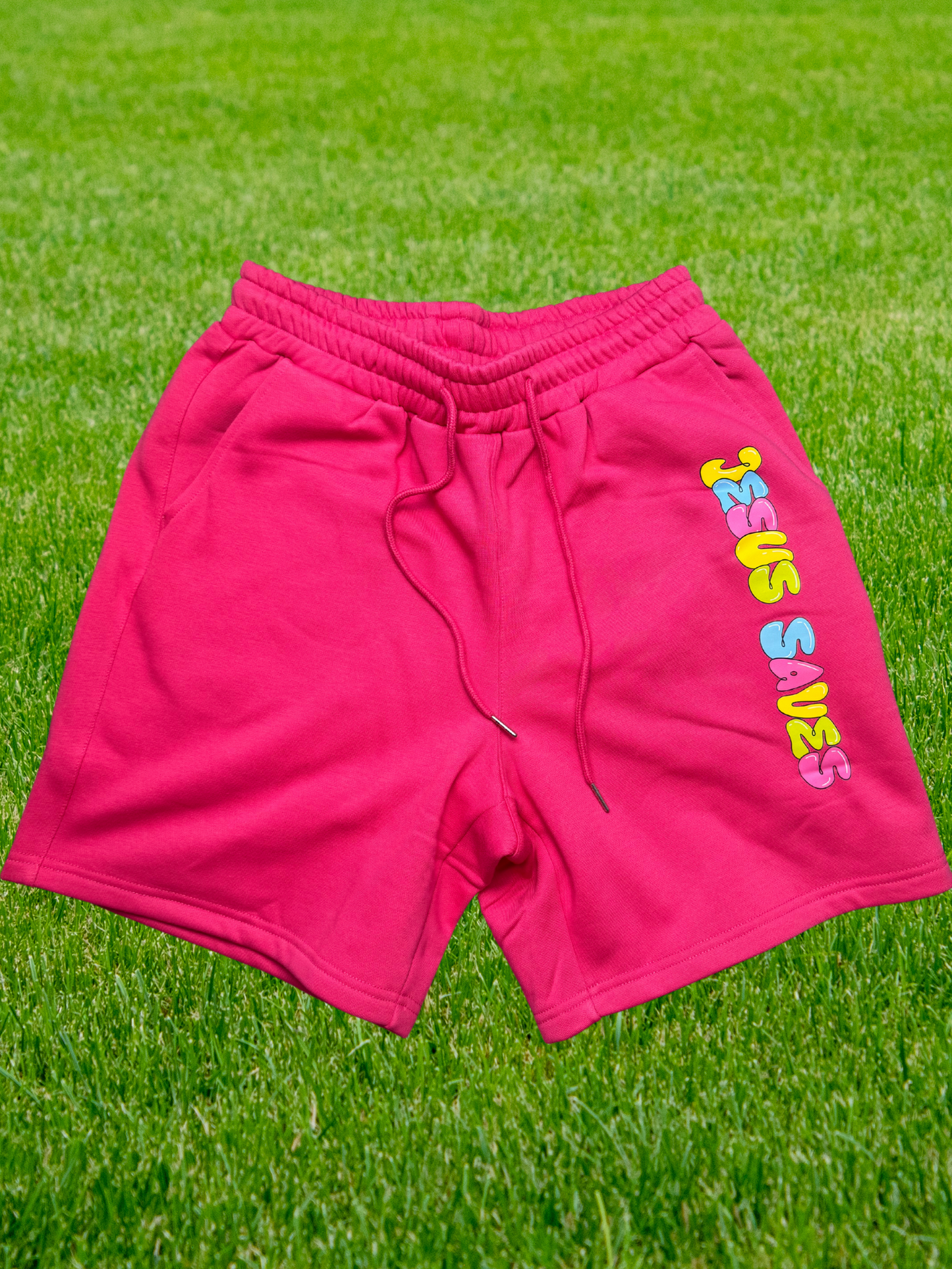 Hot Pink This World Needs Jesus Shorts