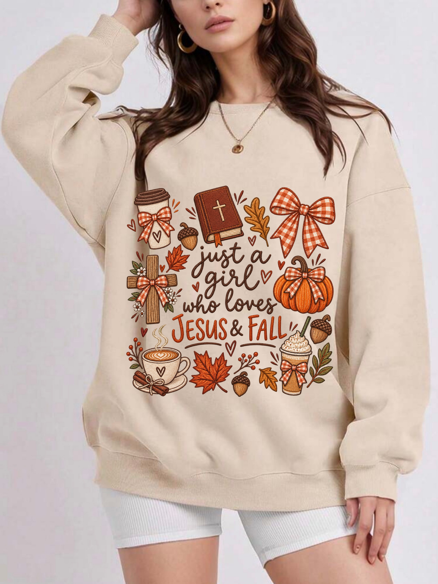 Beige Just A Girl Crewneck
