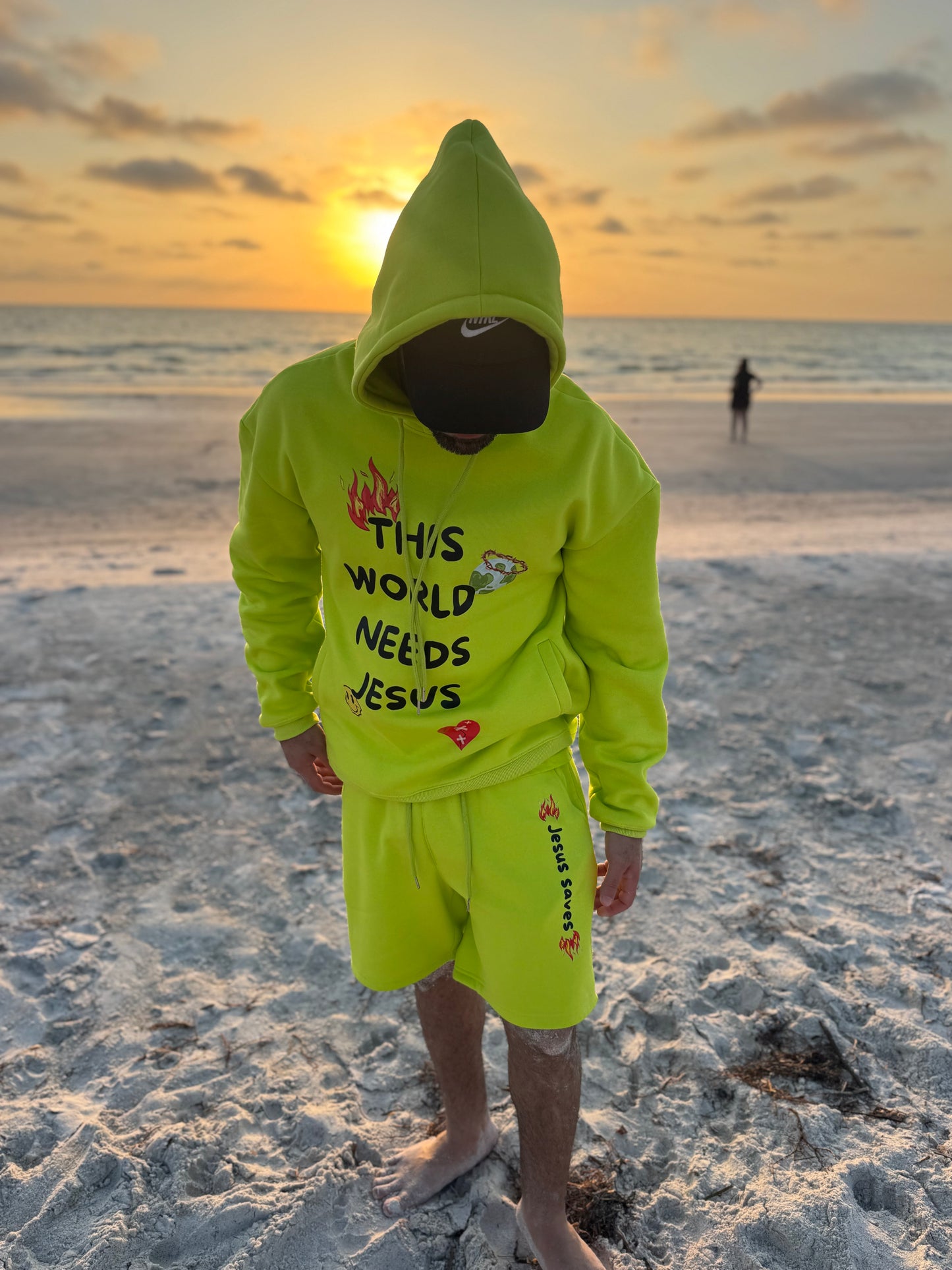 Lime Green This World Needs Jesus Hoodie