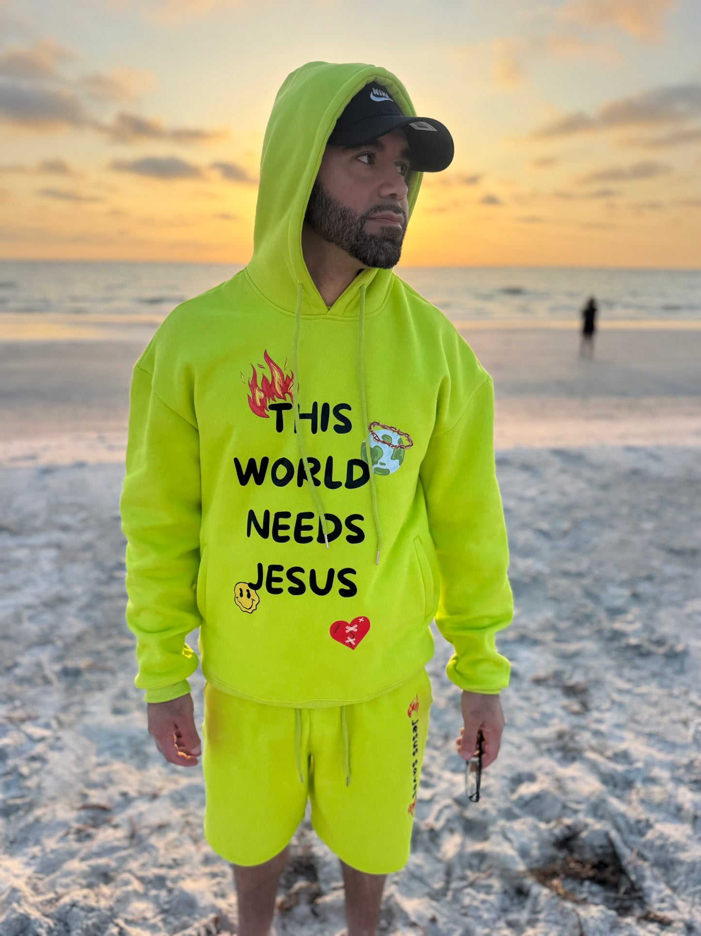 Lime Green This World Needs Jesus Hoodie