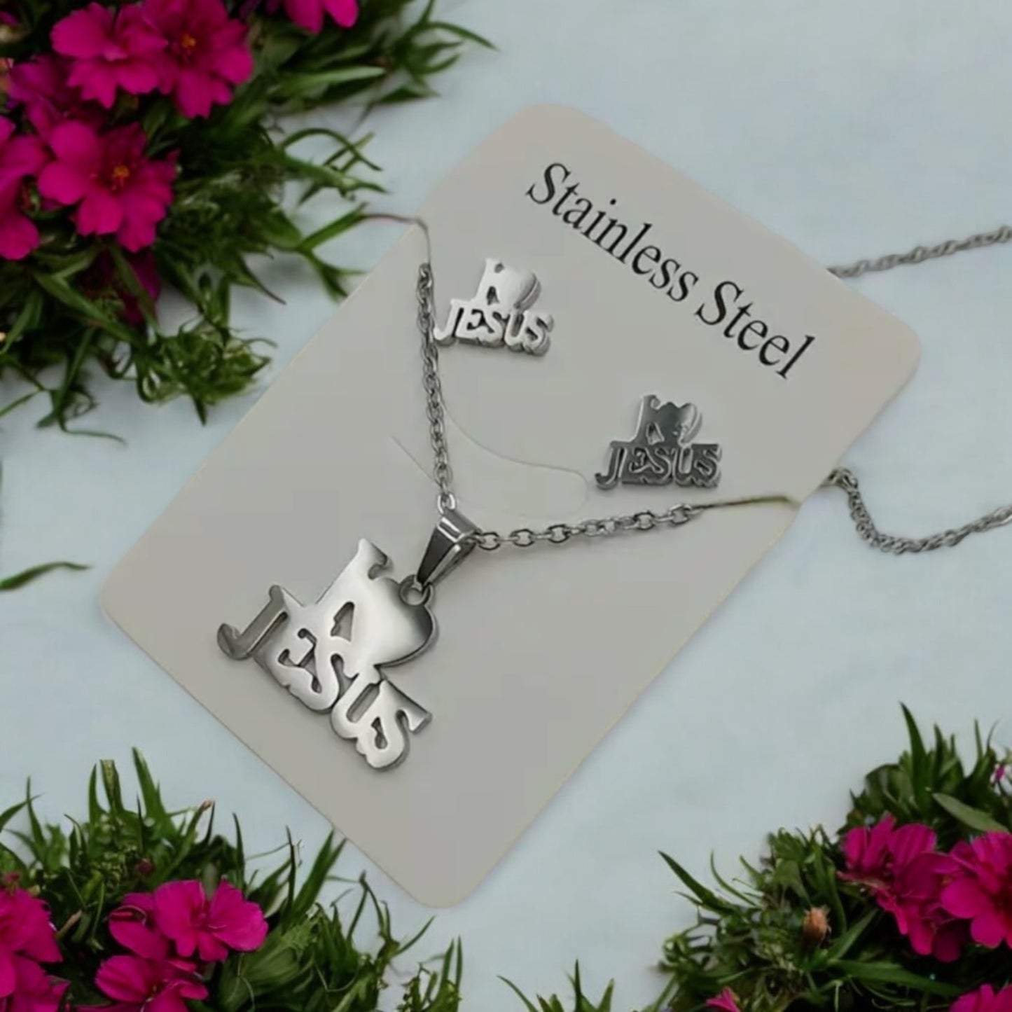 I Love Jesus Necklace & Earring Set
