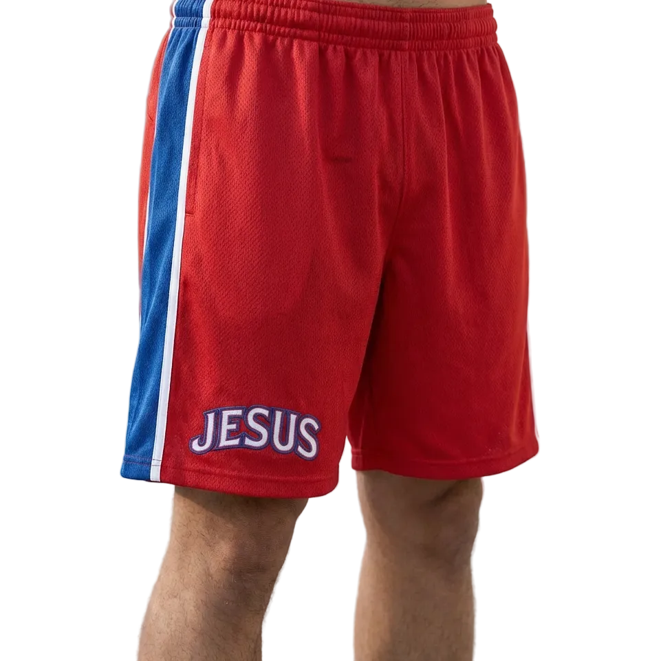 Red Team Jesus Basketball Shorts