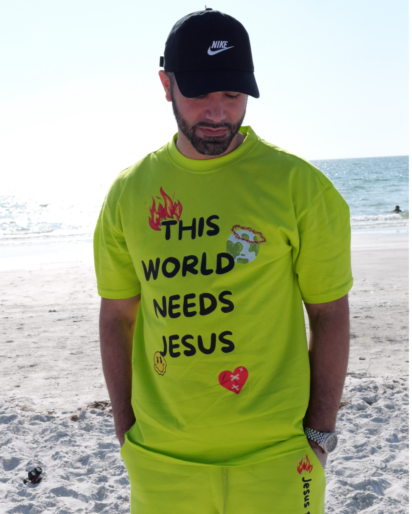 Lime Green This World Needs Jesus T Shirt
