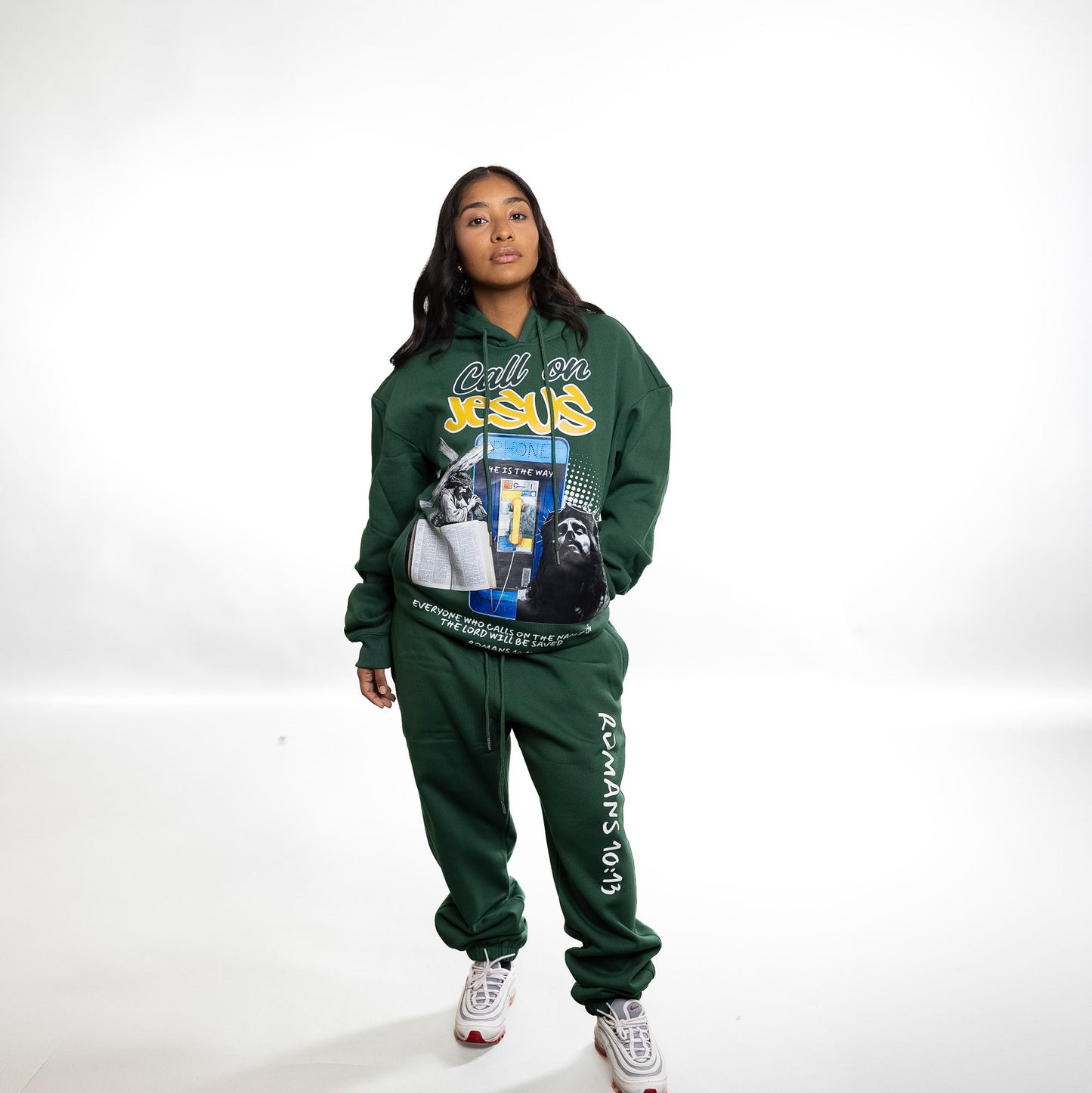 Green Romans 10:13 Hoodie