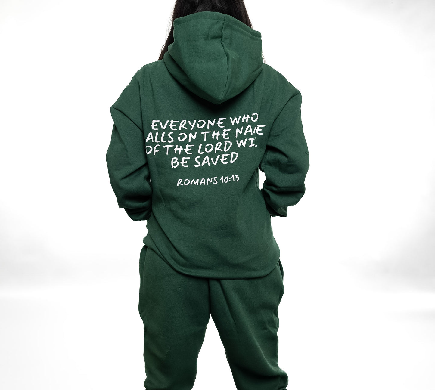 Green Romans 10:13 Hoodie