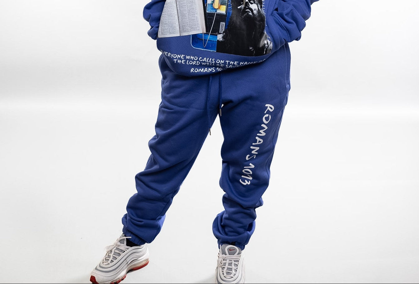 Blue Romans 10:13 Sweatpants