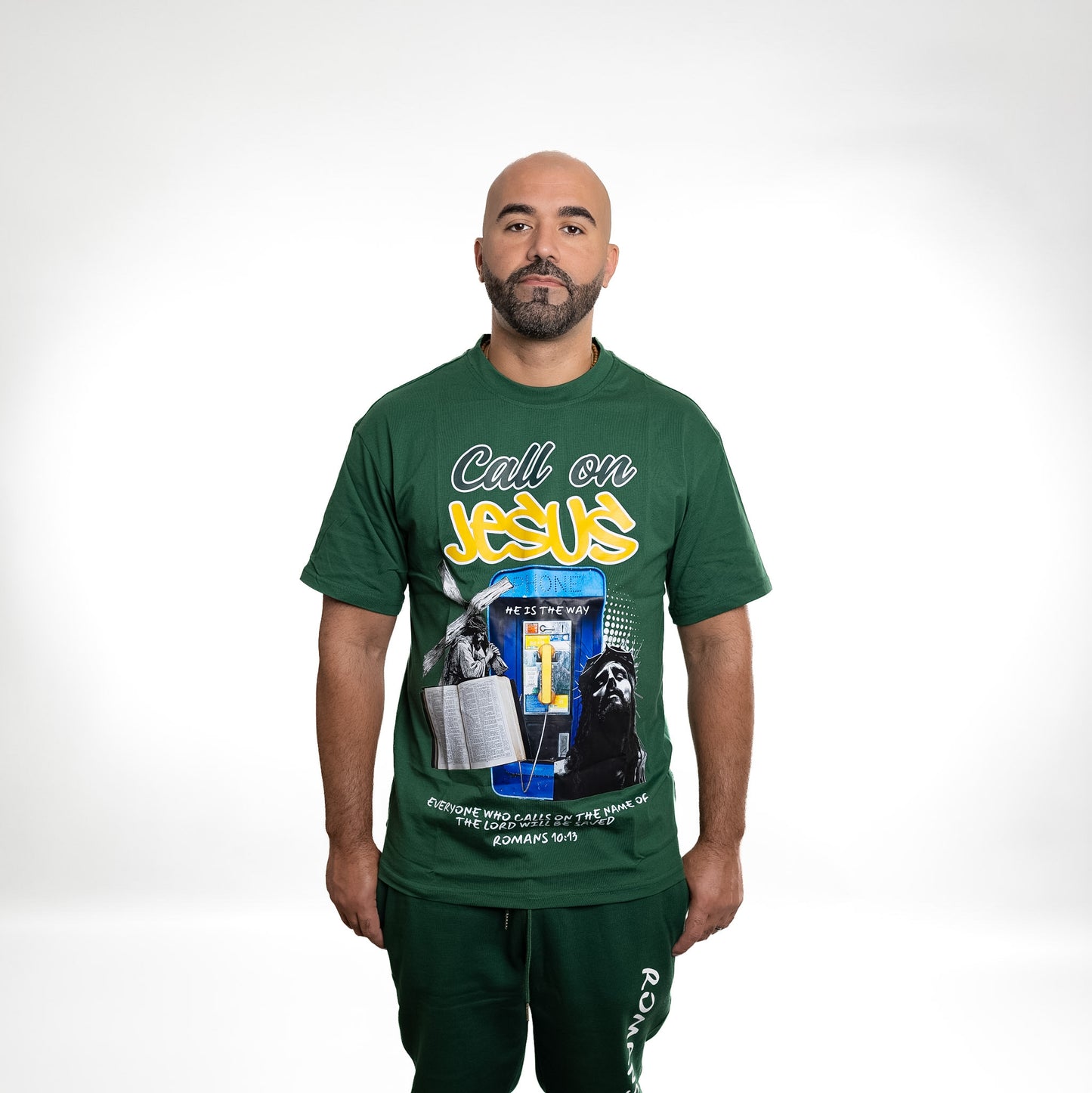 Green Romans 10:13 T-Shirt