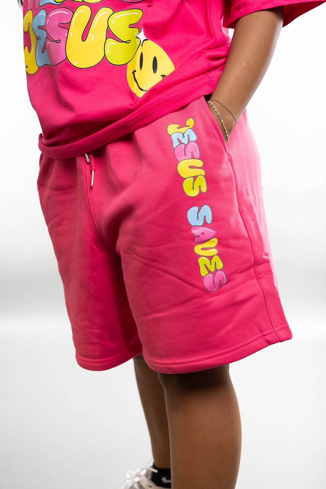 Hot Pink This World Needs Jesus Shorts