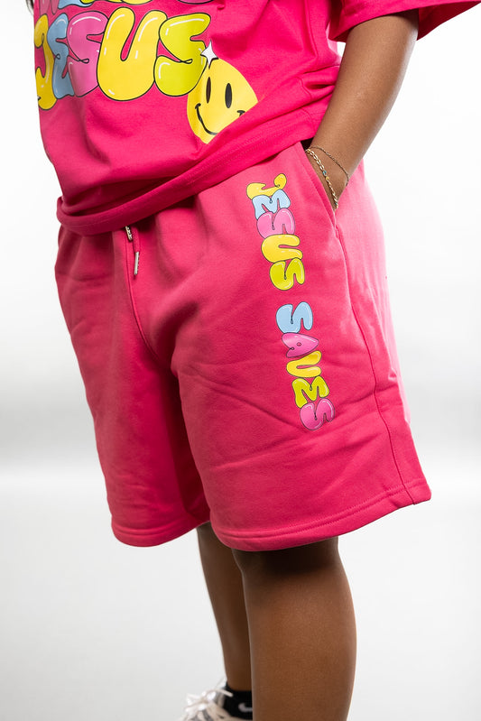 Hot Pink This World Needs Jesus Shorts