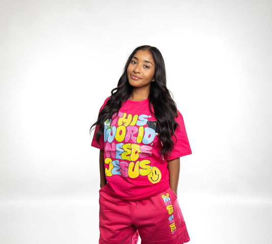 Hot Pink This World Needs Jesus Shirt