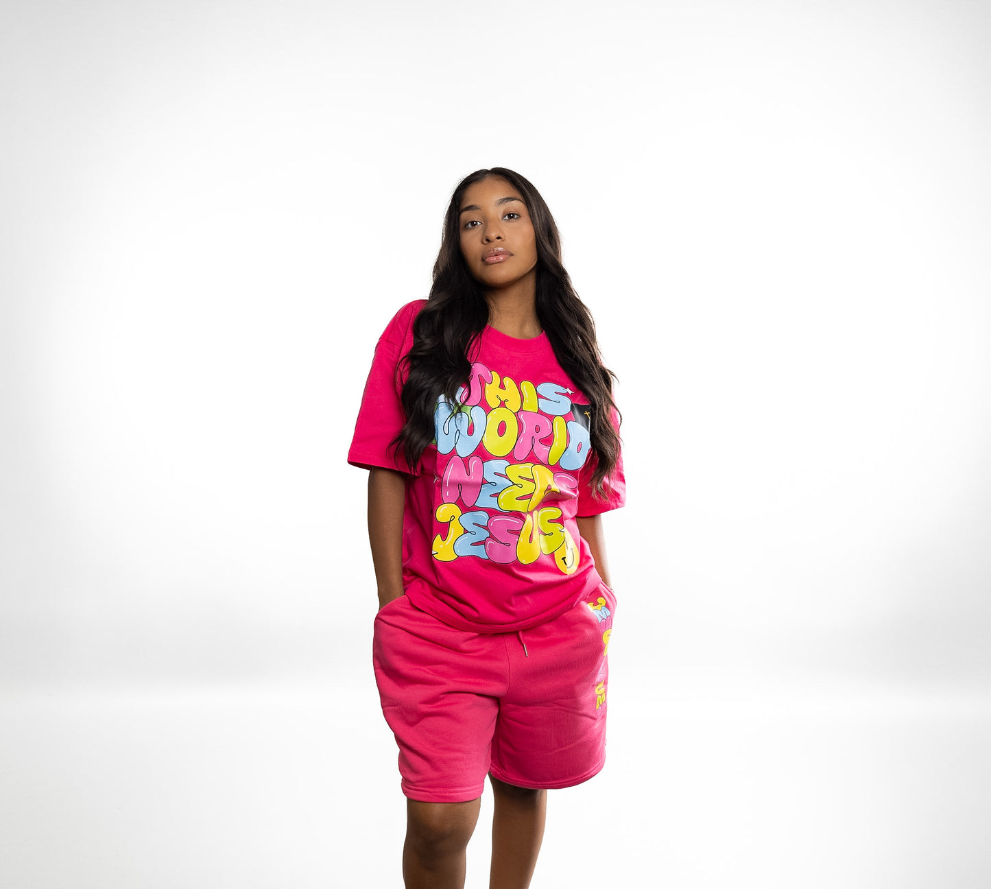 Hot Pink This World Needs Jesus Shirt