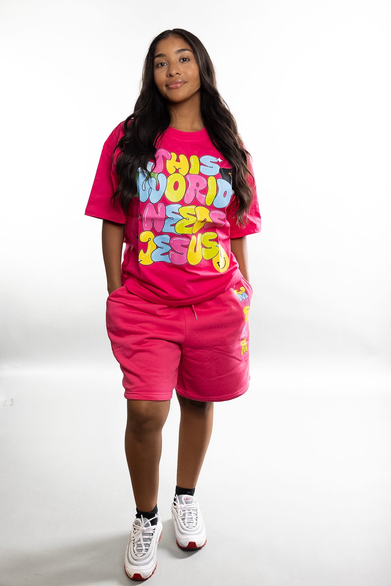 Hot Pink This World Needs Jesus Shirt
