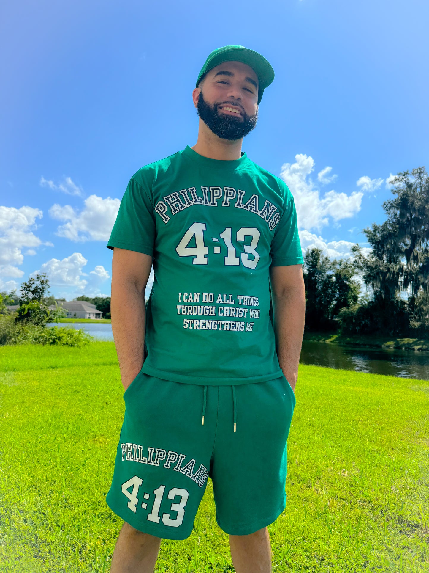 Green Philippians 4:13 Shorts