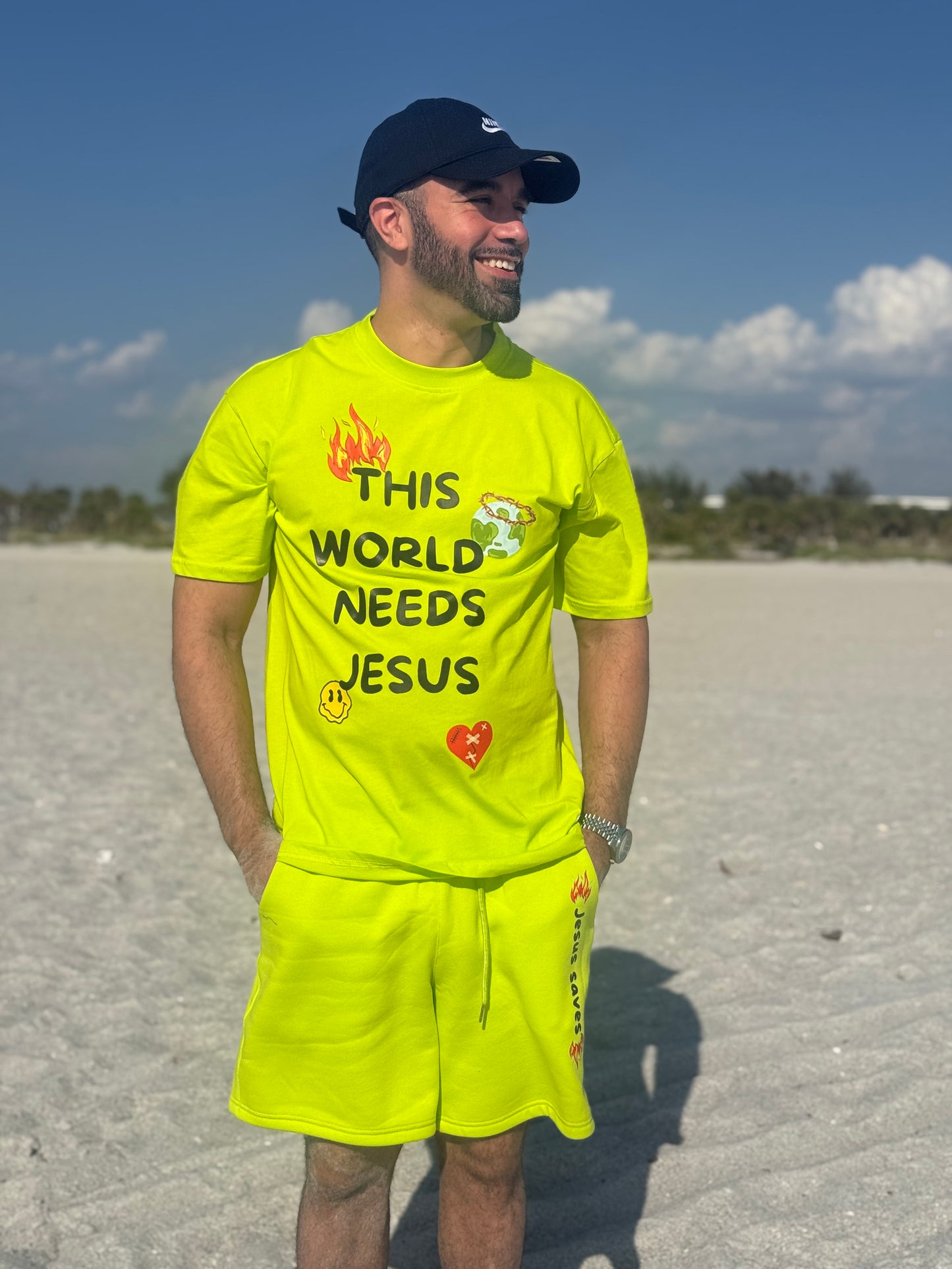 Lime Green This World Needs Jesus T Shirt