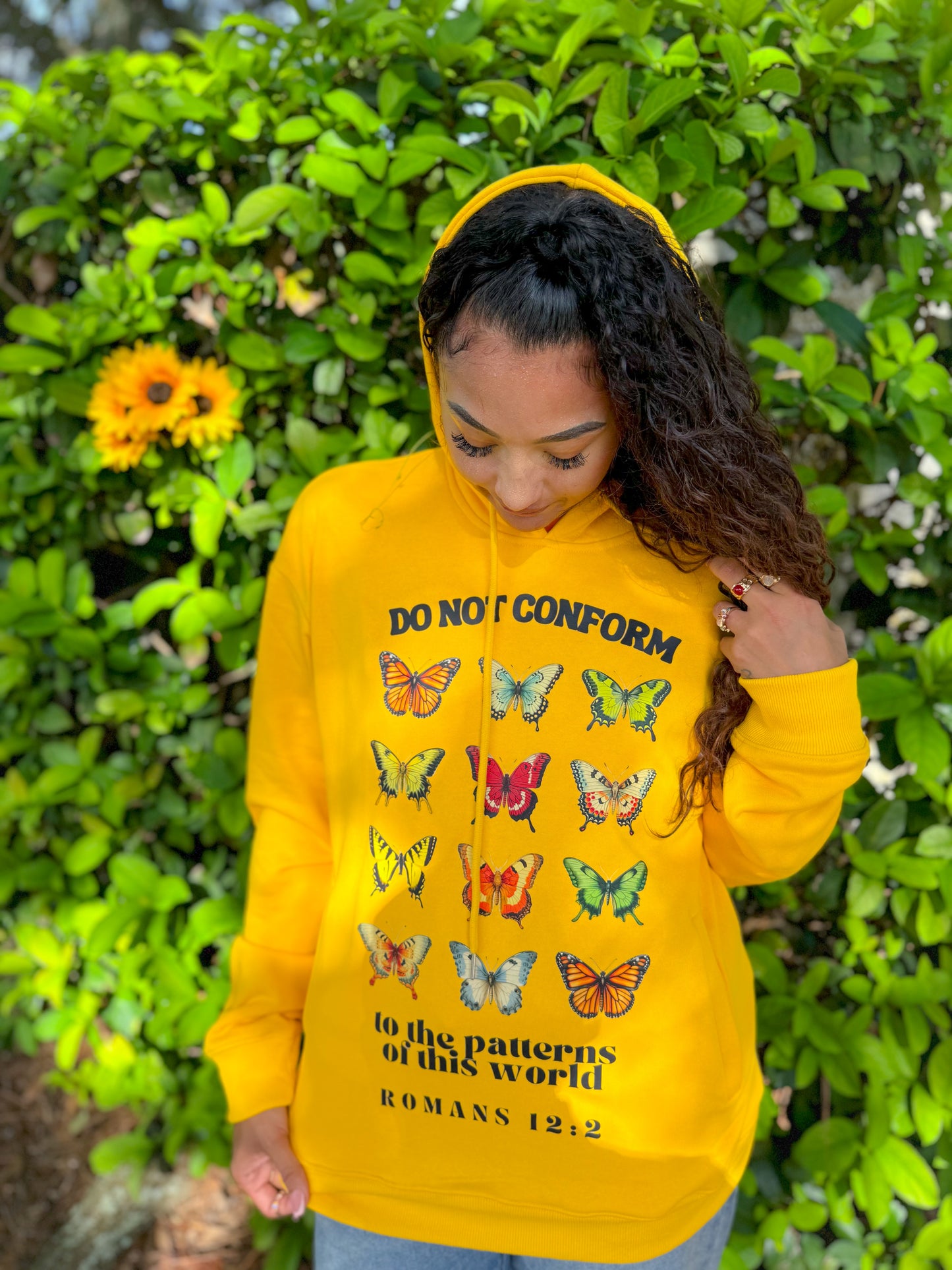 Yellow Romans 12:2 Unisex Hoodie