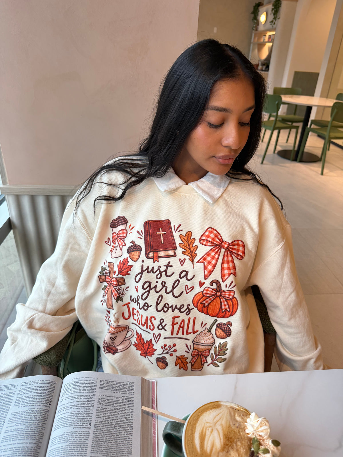 Beige Just A Girl Crewneck