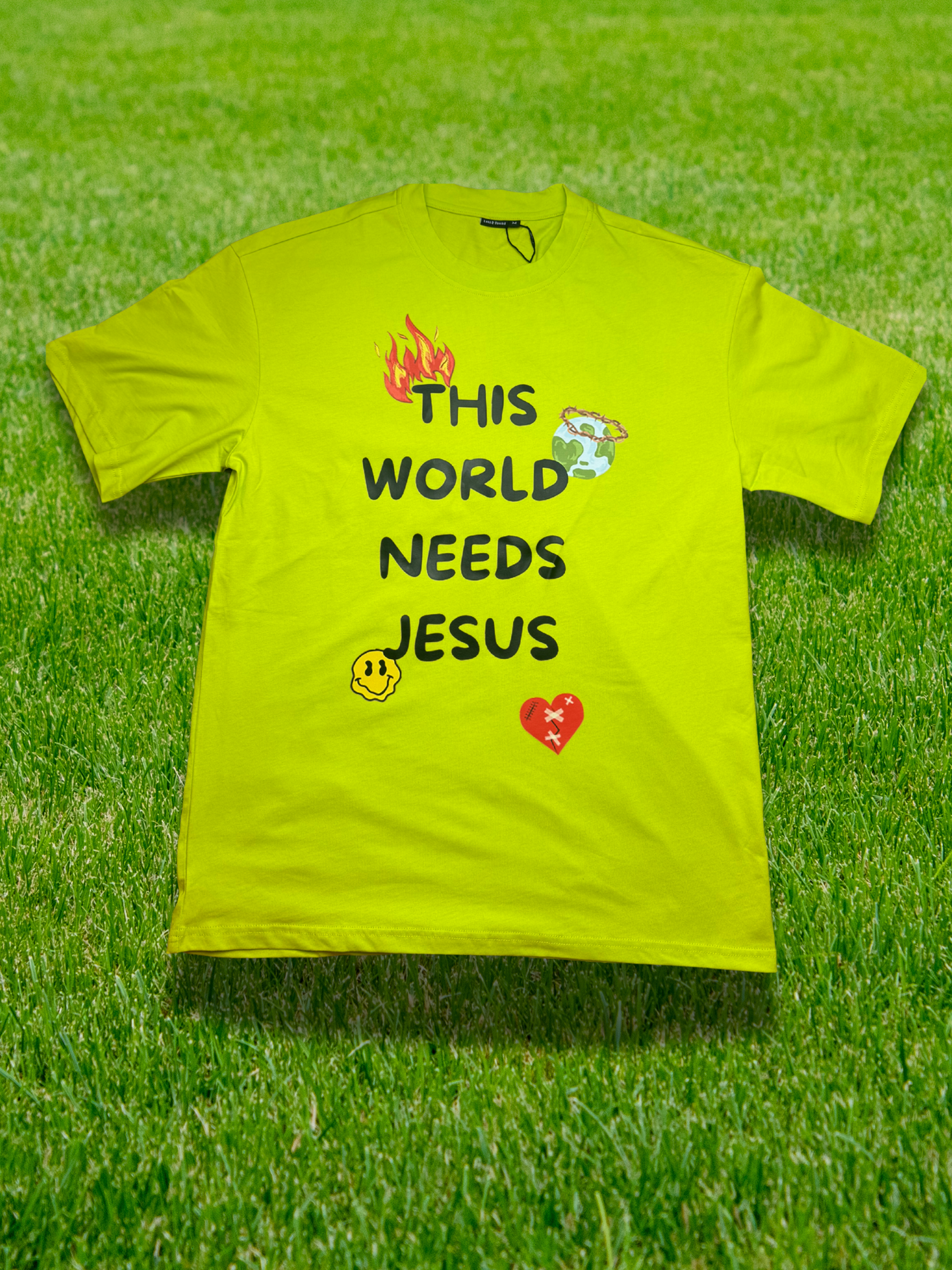 Lime Green This World Needs Jesus T Shirt