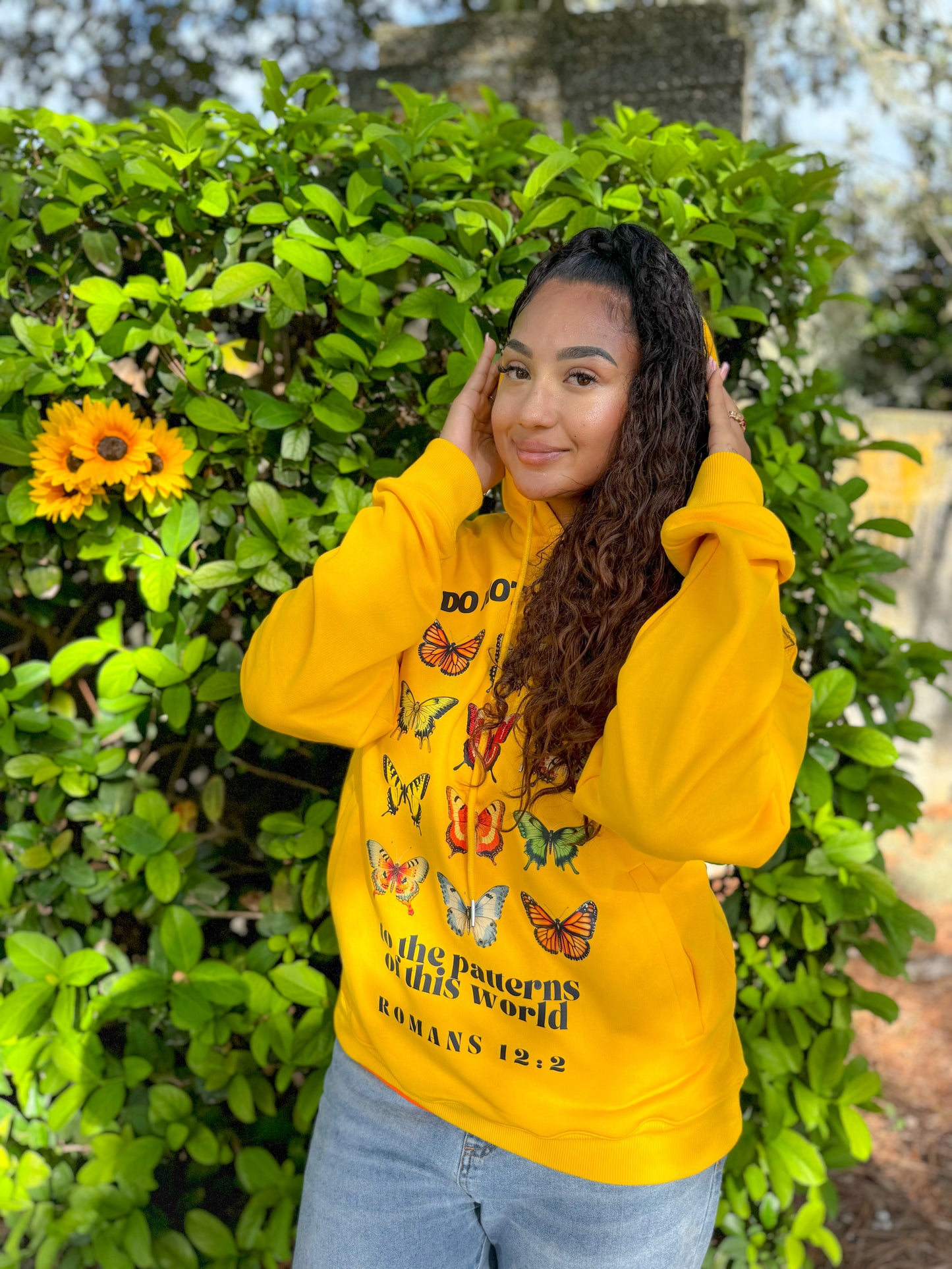 Yellow Romans 12:2 Unisex Hoodie