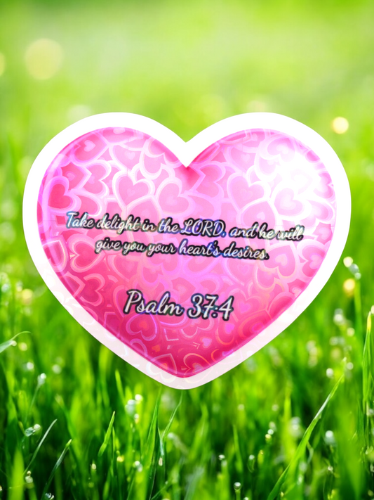 Psalm 37:4 Heart Sticker (Holographic)